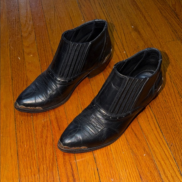Gold ordon Black Leather women’sShoes
